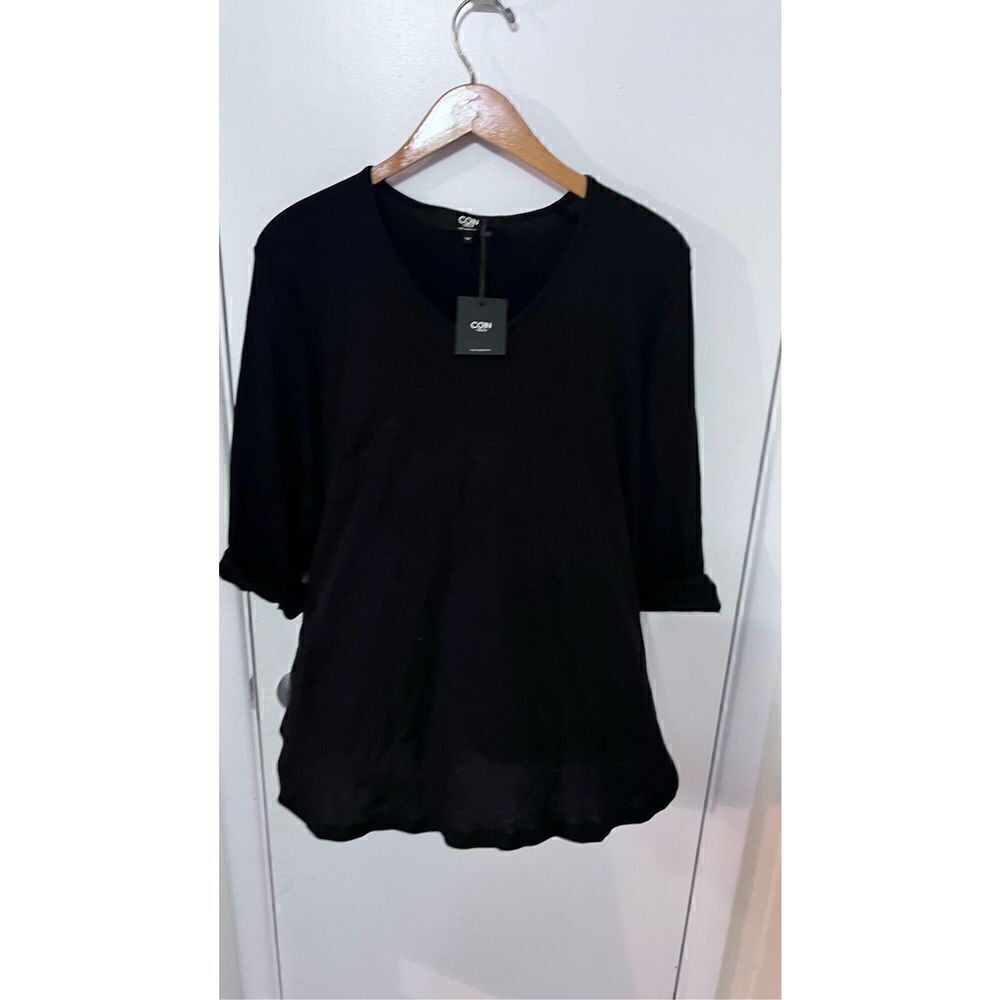 COIN 1804 BLACK RIBBED 3/4 BLOUSE NEW WOMENS SIZE 1X  NEW